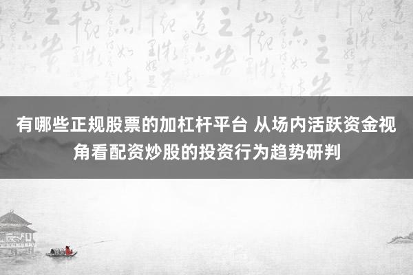 有哪些正规股票的加杠杆平台 从场内活跃资金视角看配资炒股的投资行为趋势研判